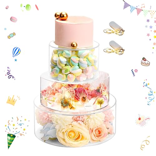 Befüllbarer Tortenständer 3 Etagen aus Acryl mit 2 LED Dekorativ, 3 Stück DIY Cake Stand, Kuchenständer, Torten Etagere, Desserttisch Displaybox für Geburtstags, Hochzeit und Feiertagsfeiern Befüllbarer Tortenständer 3 Etagen aus Acryl mit 2 LED Dekorativ, 3 Stück DIY Cake Stand, Kuchenständer, Torten Etagere, Desserttisch Displaybox für Geburtstags, Hochzeit und Feiertagsfeiern