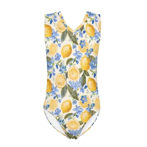 Image of Girls Cartoon Pattern One-Piece Swimsuits Sport Racer Swimwear Beach Bathing Suit, Size 5-14