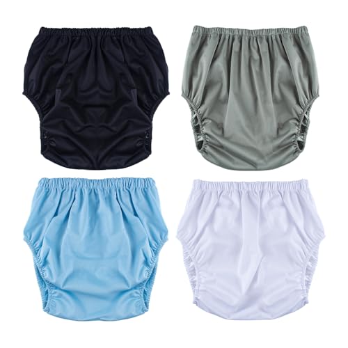 4 Pack Adult Diaper Cover, Washable Pull on Incontinence Pan
