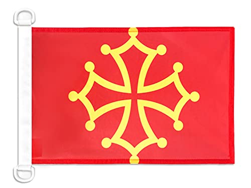 AZ FLAG - Drapeau Province du Languedoc - 45x30 cm - Pavillon Nautique Territoire Occitan - Occitanie Spécial Bateau Et Extérieur En Maille Bloquée Avec...