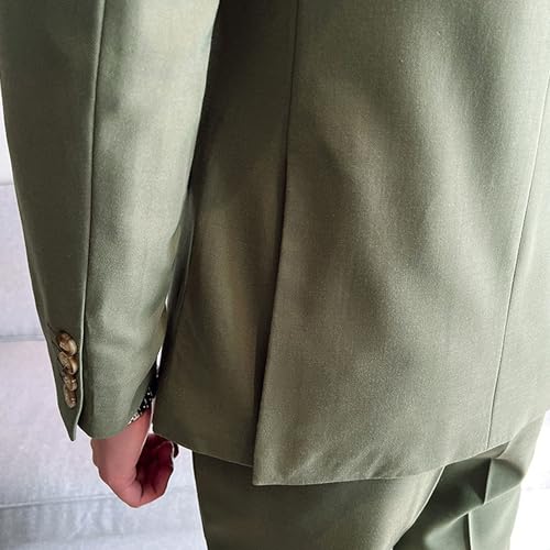 Men's Double Breasted Formal Dress Suit Slim Fit Business Casual 3 Piece Suit Set Wedding Prom Blazer Vest Pants3
