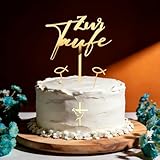 14 Stück Cake Topper Taufe Deko Gold Acryl - Tortendeko Taufe Junge Mädchen - Kuchen Deko Set mit Kreuz Taube Fisch - Wiederverwendbar
