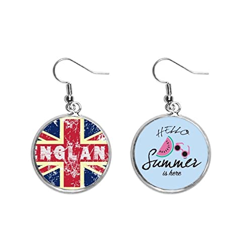 Pendientes de sandía Union Jack con ilustración detallada de Inglaterra