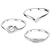 Adramata 3 Pcs Stainless Steel Engagement Wave Ring for Women Cute Thumb Band Rings Set