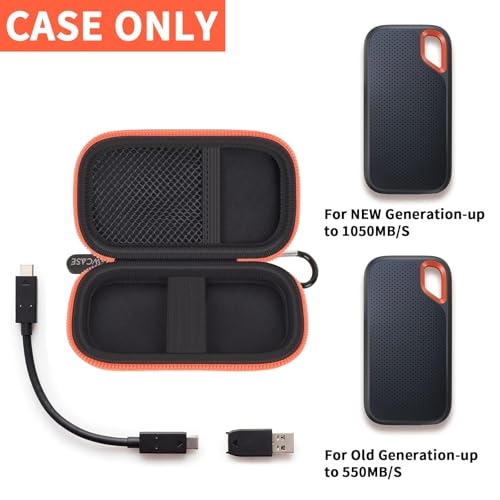 Image of GWCASE Hard Case for SanDisk Extreme Portable External Solid State Drive | Protective Storage Bag Fits for SanDisk 500GB / 1TB / 2TB / 4TB / 8TB SSD, Carring Travel Holder for USB Cables Box Only-Orange Z
