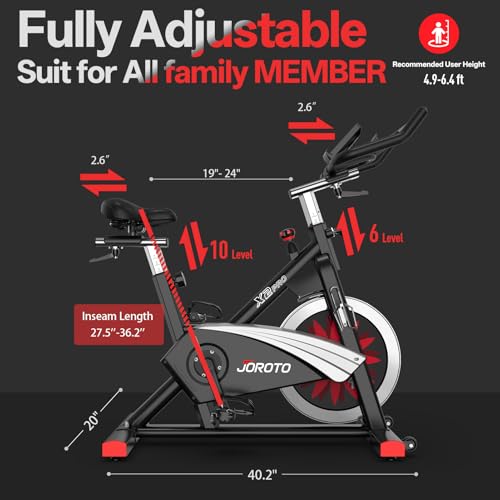 Image of JOROTO Exercise Bike, Magnetic Stationary Bikes for Home with 40LBS Flywheel, App Supported Indoor Bike with 350LBS Weight Capacity, Low Noise,Digital Monitor,Bottle and Tablet Holder