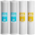Max Water 5 Micron 20 x 4.5 Whole House Water Filter Cartridges - 20" Polypropylene Sediment, CTO Carbon Block Replacement Filter Set of 4 Compatible with WGB22B