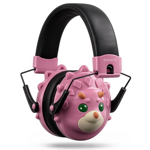 SCAVATA Kids Ear Protection, Noise Canceling Dinosaur Headphones Children Hearing Protectors, 26dB Noise Reduction (Pink) - image 1