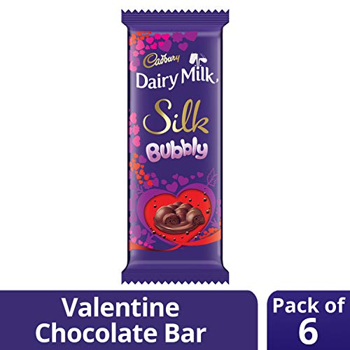 Image of Cadbury Dairy Milk Silk Bubbly Valentine Chocolate Bar, 6 X 50 Gm, 300 Gm