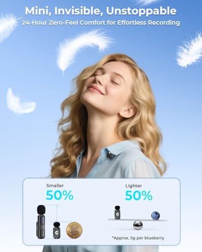 Image of GRENARO Mic for YouTube Wireless, Mini Wireless Microphone for Youtubers with 3-Level Al Noise Cancellation Mic Wireless, AI Voice Changer, 164FT Range, 30H Battery (Dual Channel Android Version)