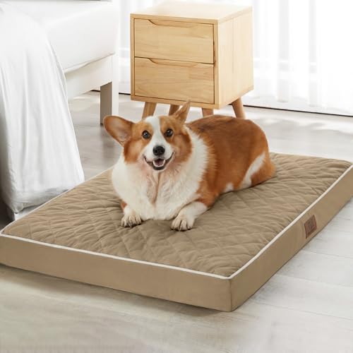 Image of WNPETHOME Orthopedic Dog Bed for Crate, Waterproof Extra Large Dogs Bed with Removable Washable Cover, Multi-Needle Quilting Dogs Crate Beds