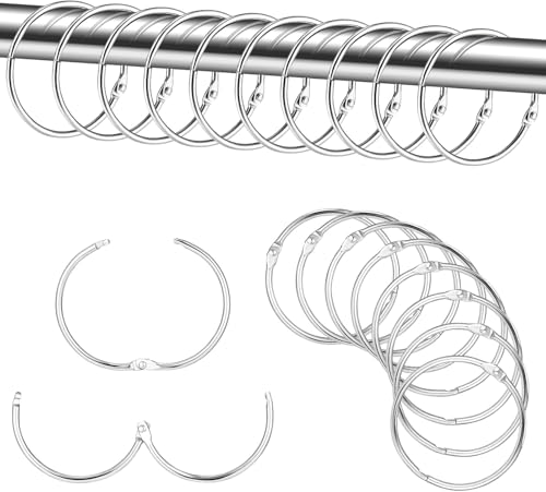 STOUCLA Metall-Vorhangringe, 24er-Pack Silber, Runde Duschringe aus Eisen, 24 Stück, geeignet für Vorhänge, Duschvorhänge und mehr