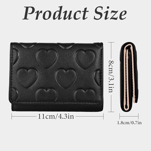 Image of Credit Card Wallet with Heart-shaped Pendant, PU Leather Credit Card Holder for Women and Girls, Cute Women's Wallet Card Holder Wallet for Shopping, Dating, Travel (green)