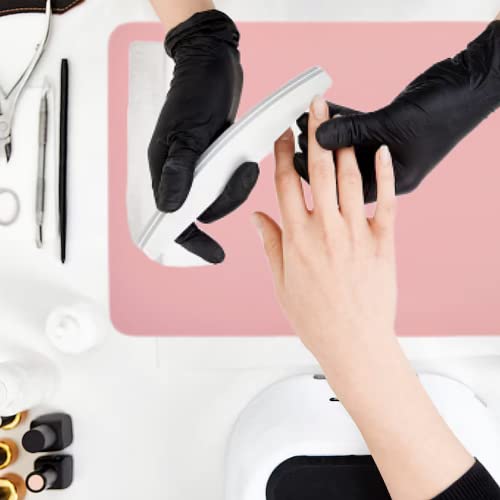 YILINNA Nail Arm Rest Mat Double Sided Nail Art Table Pad Soft Leather Nail Mat Nail Desk Pad Nail Technician Accessories for Nail Salon (Pink) - Image 4