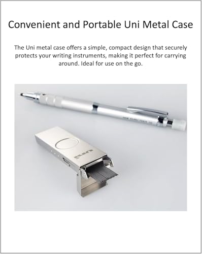Image of Uni Metal Case + Uni Refill 0.5mm HB, Black slim pen case