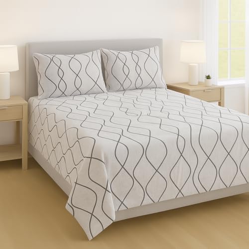 The one home – Juego de Sábanas de Franela 3/4 Piezas | Sábanas de Franela Algodón Suaves y Cálidas Invierno | Sábana Bajera Ajustable | Juego de Sábanas Invierno (Crema Y Negro, Cama 135cm)