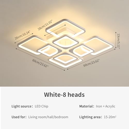 Plafonnier LED dimmable Riserva 80W carré blanc avec télécommande - 2