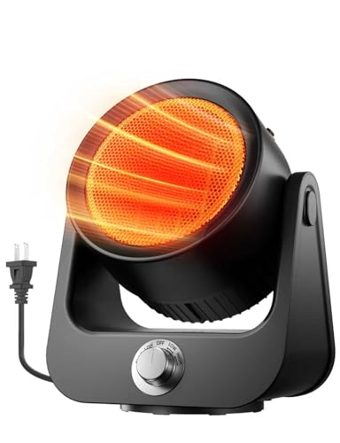 Electric Space Heaters For Indoor Use, 100°unlimited Oscillating, 2S Instant Heating, 1500W, Tip-Over & Overheat Protection, 2 Heating & Fan Modes, PTC Ceramic Electric Heaters For OfficeHome, Black