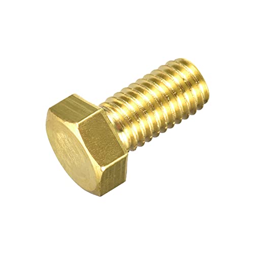 Image of uxcell Brass Hex Bolts, 1 /2-13x1 1pcs Fully Thread Grade 4.8 Solid Brass Hexagon Head Bolt Machine Screws for Machinery