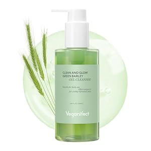 Clean and Glow Green Barley Gel Cleanser, Vegan Certified, Hydrating, Improving Skin Texture, 6.93 Fl Oz (New)