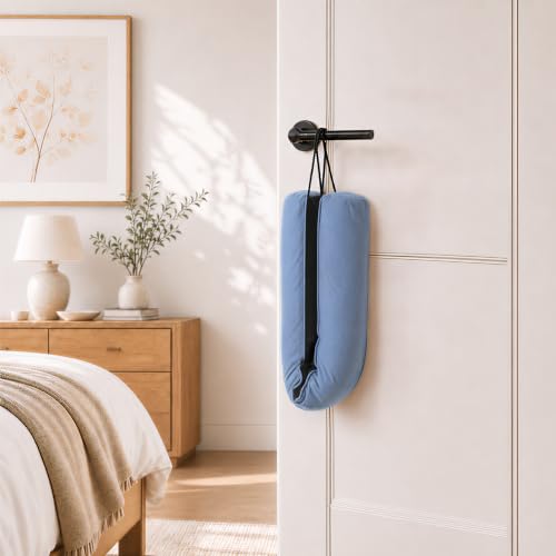 Image of Sunolga Door Draft Stopper, Removable Washable Cover, 38 inch, Dusty Blue | Weighted Gap Filler, Blocks Hot and Cold Air, All-Season Seal, Easy Install, Noise & Wind Blocker, Home Essentials