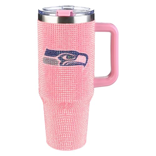 Image of The Memory Company Officially Licensed 40oz Pink Bling Game Day Tumbler, Seattle Seahawks