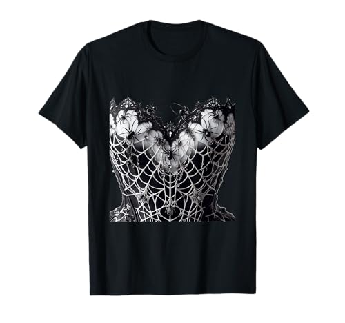Corsetto da donna con ragnatela stampata sulla festa di Halloween Maglietta