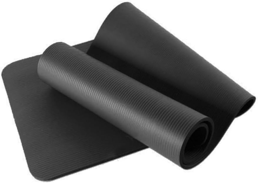 Non Slip Nbr Yoga Mat Thick Exercise Mat for Fitness and Stretching Workouts Black for All Shapes