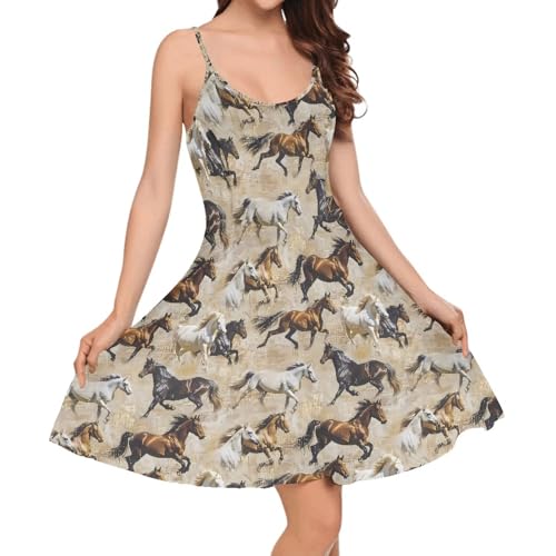 Image of Biyejit Women Casual Loose Dress Strap Long Summer Beach Swing Dress