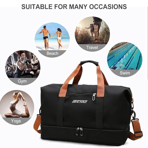 Image of CAVALO - Be Unique Duffle Cum Tote Bag Weekender /Overnight Bags for Women and Men, for Travel, Sports, Gym Bag, Waterproof with Shoe and Wet Clothes Compartments (Black)