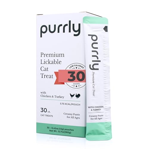 Image of Purrly Interactive Lickable Cat Treats Low Calorie Human-Grade Chicken Breast & Turkey with L-Lysine & Astaxanthin for Immunity (30 Count) Hydrating BPA-Free Grain-Free Non-GMO All Ages Low-Phosphorus