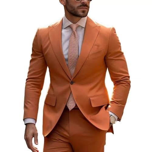 Men's Wedding 2 Piece Suits Regular Fit Suit for Men Peak Lapel Blazer Pants Suit Set Groom Prom Suits4