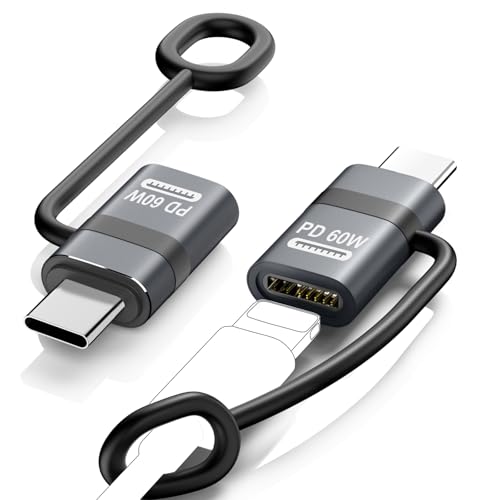 MoKo ���C�g�j���O����Type C�ϊ��p�A�_�v�^ 2���Z�b�g �����h�~�V���R���X�g���b�v�t�� 480Mbps�f�[�^�]��/60W PD�`���[�W�Ή� �y�ʏ��^ iOS TypeC�ϊ��A�_�v�^�[ iPhone17e/17/Air/17Pro/16/15�V���[