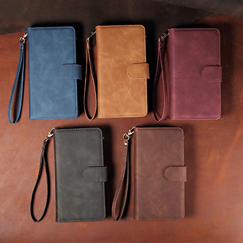 QLTYPRI Wallet Case for Samsung Galaxy S25 Case, Premium PU Leather Zipper Pocket Case with Card Holder Slots Magnetic Closure Kickstand Wrist Strap Shockproof Flip Folio Case - Coffee by QLTYPRI - Image 7