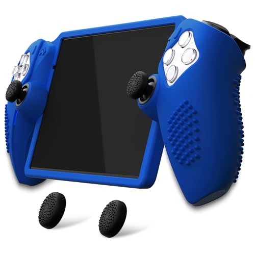 PlayVital Silikon Hülle für PS Portal, Schutzhülle case tasche für PS Portal,Rutschfeste Abdeckung zubehör für Playsation Remote Player mit Daumengriffen(3D Noppen Edition,Blau)