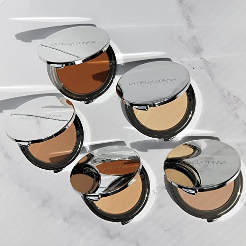 La Bella Donna Compressed Mineral Foundation - Face Powder Makeup Natural Looking Glowing Skin Wrinkle Defying Mattifying Finish Contour Makeup Long Lasting Full Coverage Sun Kissed Tan (Amber) #TOP2