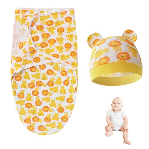 EIHI 2 Stück Swaddles und Hüte, Pucksack Baby 0-3 Monate, Schlafsack...