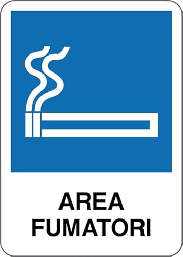 GLOBAL CARTELLO SEGNALETICO - AREA FUMATORI - Adesivo Extra Resistente, Pannello in Forex, Pannello In Alluminio (30x42 cm, Adesivo)