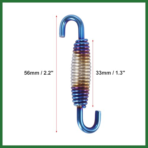 Image of Motoforti 2 Set 33mm 1.3 inch Motorcycle Exhaust Pipe Spring with U Shape Hooks Stainless Steel Silver Tone Blue Long-lasting