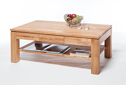 moebelstore24 Couchtisch DARO Kernbuche Massiv mit Schublade K6457