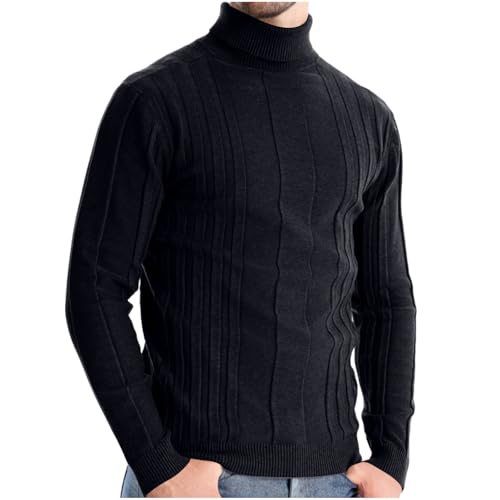 Men's Slim Fit Turtleneck Sweater Ribbed Knitted Long Sleeve Pullover Tops Casual Fashion Comfy Winter Warm Knitwear