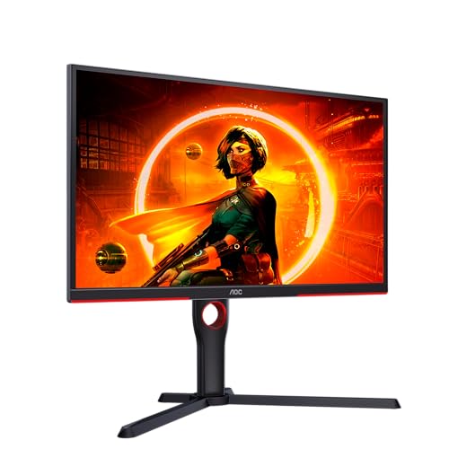 AOC Gaming 25G3ZM/BK – Monitor FHD da 24,5″ 240 Hz, MPRT da 0,5 ms, FreeSync Premium (1920×1080, HDMI 2.0 x 2, DisplayPort 1.2 x 1, Uscita cuffie (3,5 mm)) nero/rosso