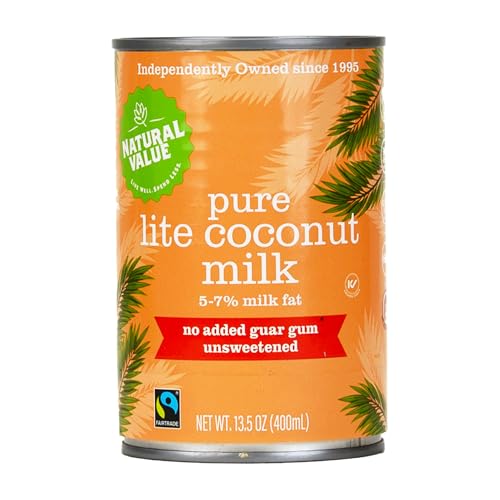 Natural Value Lite Pure Coconut Milk, 13.5 Ounce Cans (Pack of 12)