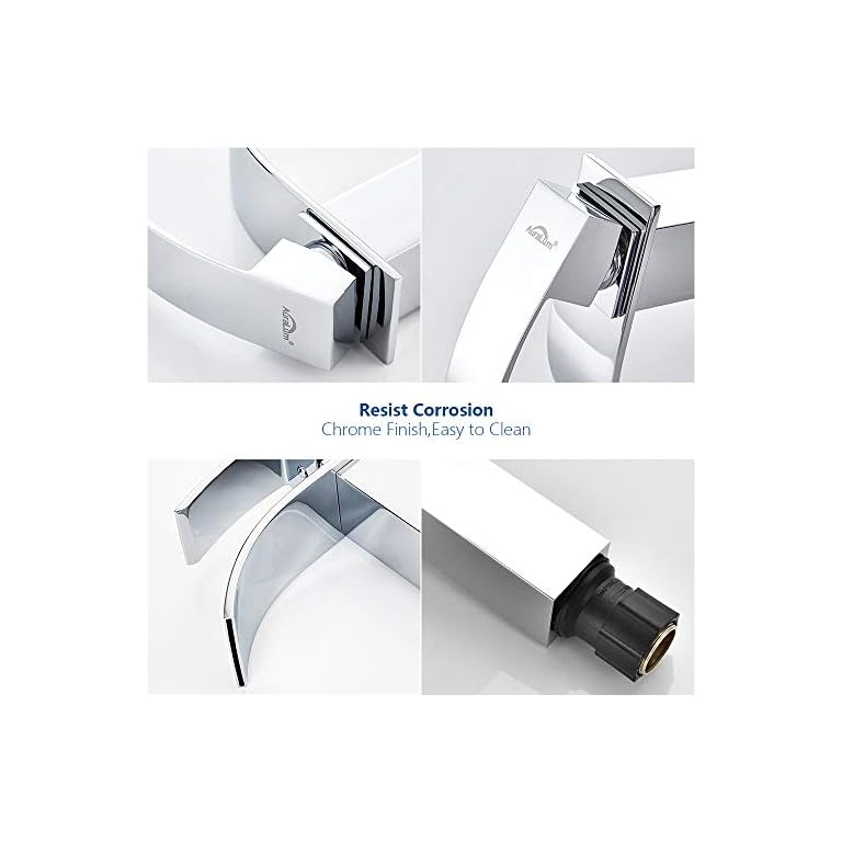 Auralum® Grifo de lavabo para agua fría y caliente, diseño elegante de