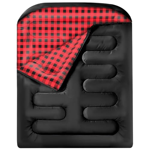 Double Sleeping Bags for Adults, Queen Size 2 Person All Season for Warm & Cold Weather Backcountry Ski Skins | Fits Kids 10-12 - Lightweight & Waterproof Camping Essentials for Hiking, Backpacking