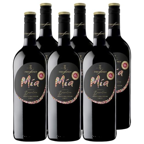 Freixenet Mia Tinto Rotwein halbtrocken (6 x 1 l) – Spanischer Rotwein mit fruchtigen Aromen von Beeren & Kirschen – Vollmundig & geschmeidig – Ideal zu Tapas, Pasta & Käse