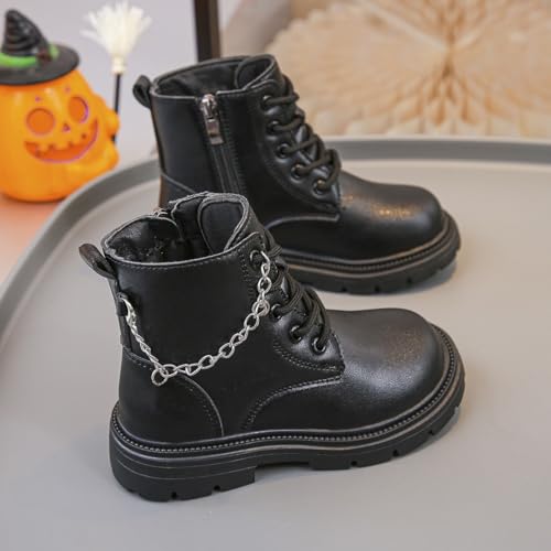 IWIHMIV Kids Girls Tie Knot Ankle Boots Chunky Low Block Heel Non Slip Dress Booties Winter Shoes With Zipper4