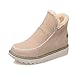 Price comparison product image Hafiot Winter Boots Women Snow Shoes Fur Lined Warm Platform Suede Boots Slip on Flat Slippers Casual Ankle Outdoor 3cm Trainers Beige Brown Black 2.5-9 UK (34-43 EU) Beige 5UK (38EU)