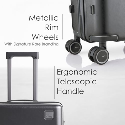 Image of Rare Tony Medium Size Dark Grey Hard Trolley Bag Polycarbonate Antiscratch Travel Suitcase with 8 Silent Wheels and a Sturdy TSA Lock - Luggage for Men & Women