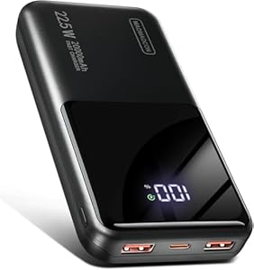 Power Bank 20000mAh 22.5W Klein Schnellladefunktion Powerbank 1 USB-C 2 USB-A Mini Externe Handyakkus LCD Display Akkupack für iPhone 17 16 15 14 13 Smartphones Travel Camping Outdoor etc